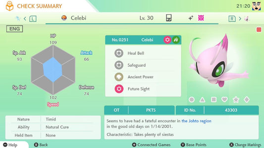 Pokemon HOME Shiny Crystal CELEBI | Gen 2 Event | Pokémon Home Trade | Scarlet Violet, Sword Shield, BdSp, Legends Arceus | Bonus Shiny Gift