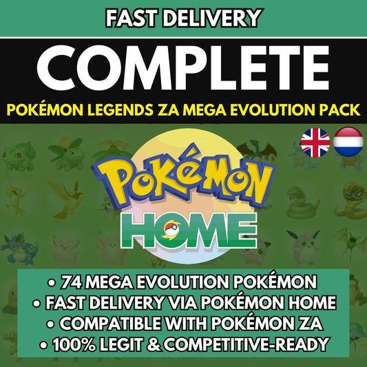 HOME TRANSFER 74x Shiny Mega Evolution Pokémon Pack – Legends Za Pre-Order / Pokémon HOME Instant Delivery / Perfect 6IV Competitive Bundle