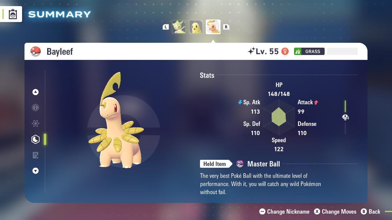 SHINY 6IV BAYLEEF / Pokémon Legends ZA / 6IV Pokemon / Shiny Pokemon / Competitive / Fast Trade / Pokerus / Rare Pokemon
