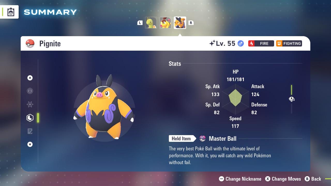 SHINY 6IV PIGNITE / Pokémon Legends ZA / 6IV Pokemon / Shiny Pokemon / Competitive / Fast Trade / Pokerus / Rare Pokemon