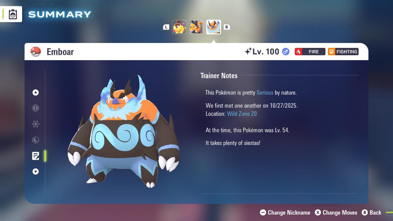 SHINY 6IV EMBOAR / Pokémon Legends ZA / 6IV Pokemon / Shiny Pokemon / Competitive / Fast Trade / Pokerus / Rare Pokemon