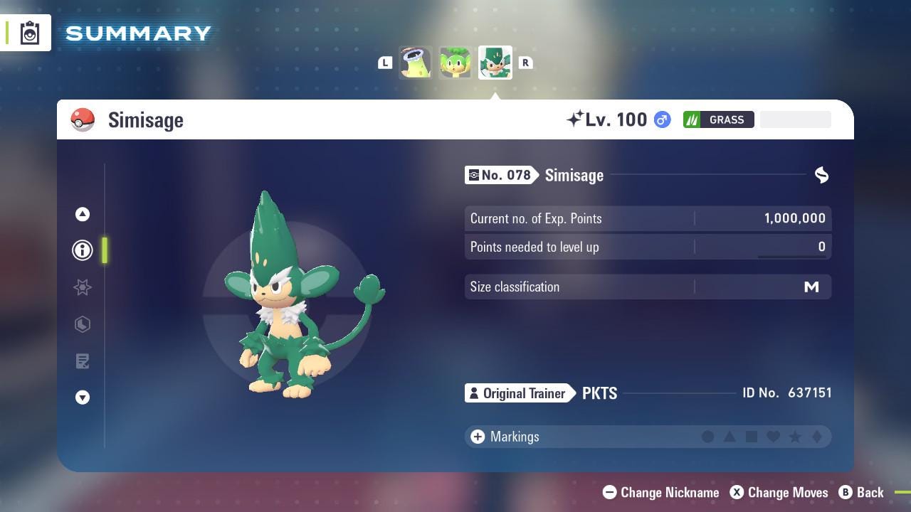 SHINY 6IV SIMISAGE / Pokemon Legends Z-A / 6IV Pokemon / Shiny Pokemon / Competitive / Fast Trade / Pokerus / Rare Pokemon