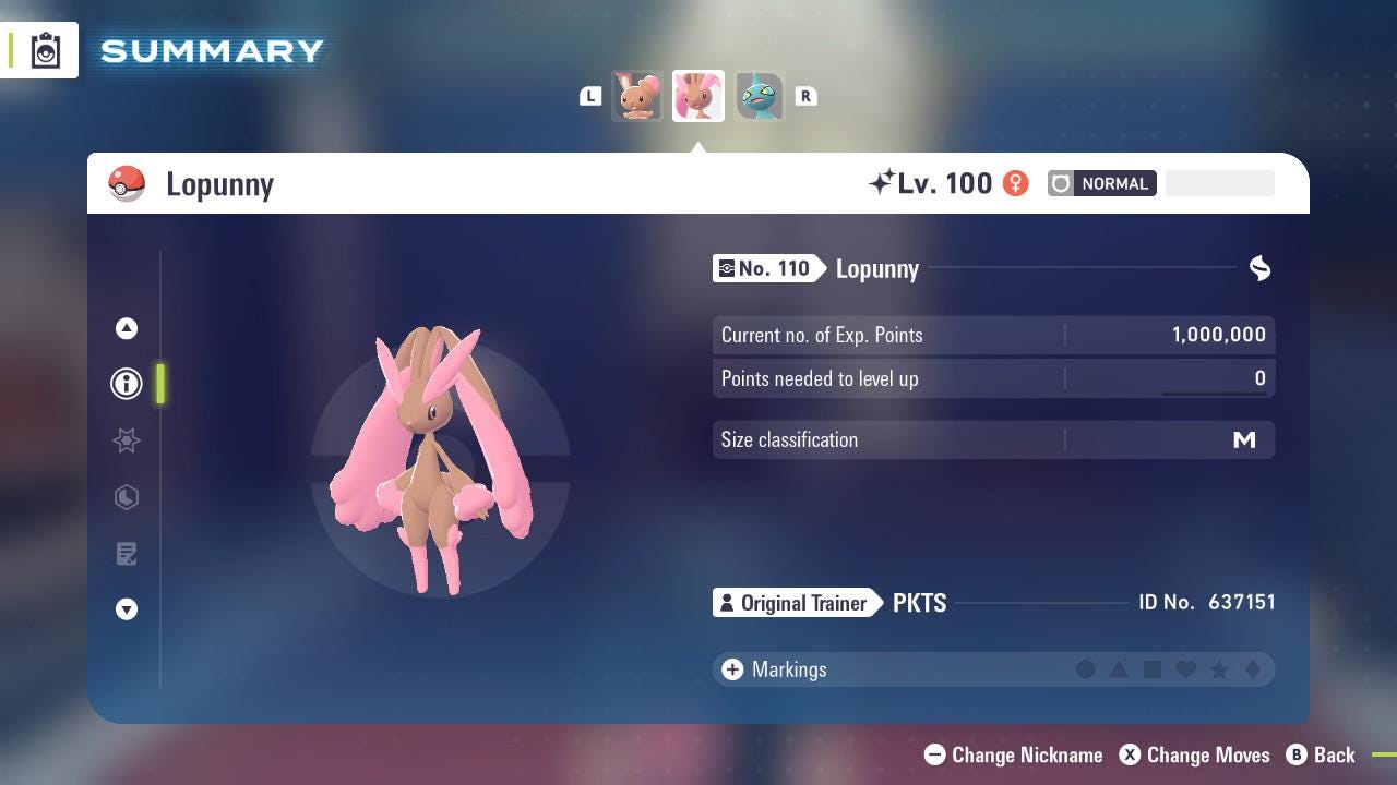 SHINY 6IV LOPUNNY / Pokémon Legends ZA / 6IV Pokemon / Shiny Pokemon / Competitive / Fast Trade / Pokerus / Rare Pokemon
