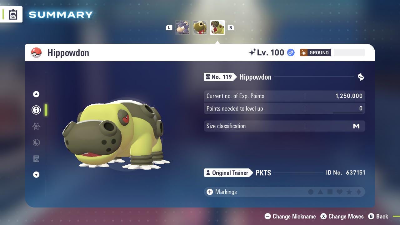 SHINY 6IV HIPPOWDON / Pokémon Legends ZA / 6IV Pokemon / Shiny Pokemon / Competitive / Fast Trade / Pokerus / Rare Pokemon