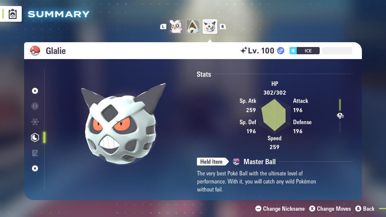 SHINY 6IV GLALIE / Pokémon Legends ZA / 6IV Pokemon / Shiny Pokemon / Competitive / Fast Trade / Pokerus / Rare Pokemon