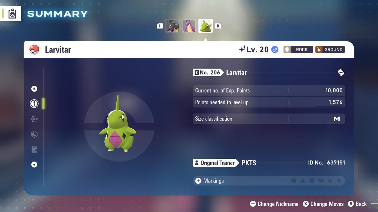 SHINY 6IV LARVITAR / Pokémon Legends ZA / 6IV Pokemon / Shiny Pokemon / Competitive / Fast Trade / Pokerus / Rare Pokemon