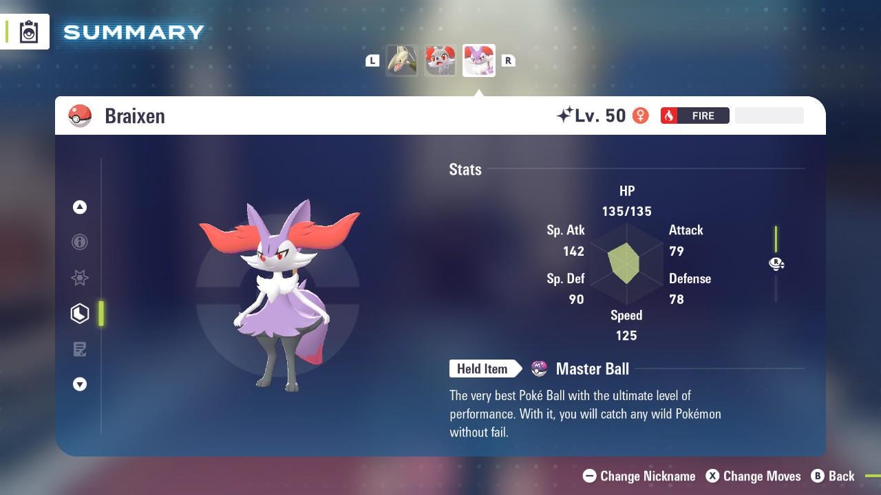 SHINY 6IV BRAIXEN / Pokémon Legends ZA / 6IV Pokemon / Shiny Pokemon / Competitive / Fast Trade / Pokerus / Rare Pokemon