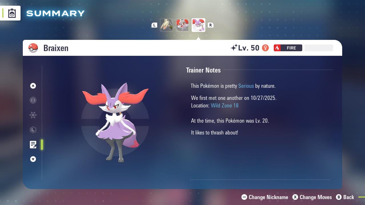 SHINY 6IV BRAIXEN / Pokémon Legends ZA / 6IV Pokemon / Shiny Pokemon / Competitive / Fast Trade / Pokerus / Rare Pokemon