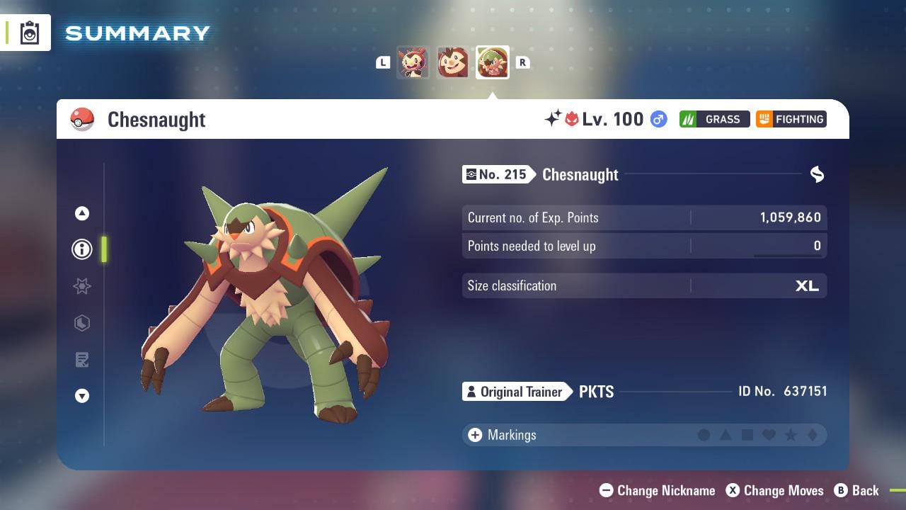 ALPHA SHINY 6IV Chesnaught / Pokémon Legends ZA / 6IV Pokemon / Shiny Pokemon / Competitive / Fast Trade / Pokerus / Rare Pokemon