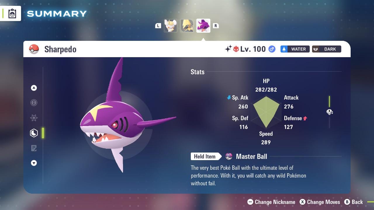 ALPHA SHINY 6IV Sharpedo / Pokémon Legends ZA / 6IV Pokemon / Shiny Pokemon / Competitive / Fast Trade / Pokerus / Rare Pokemon