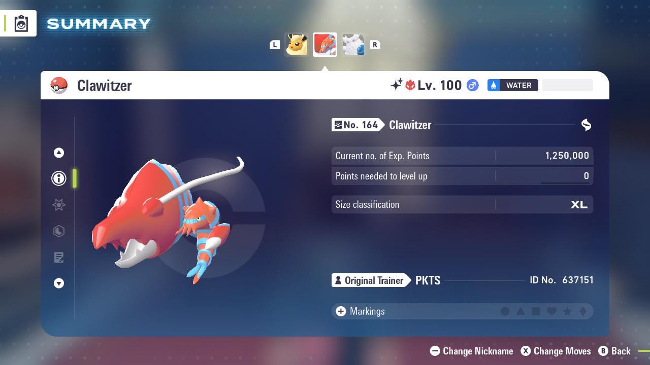 ALPHA SHINY 6IV Clawitzer / Pokémon Legends ZA / 6IV Pokemon / Shiny Pokemon / Competitive / Fast Trade / Pokerus / Rare Pokemon