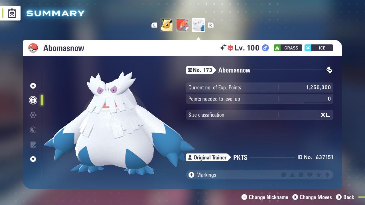ALPHA SHINY 6IV Abomasnow / Pokemon Legends Z-A / 6IV Pokemon / Shiny Pokemon / Competitive / Fast Trade / Pokerus / Rare Pokemon