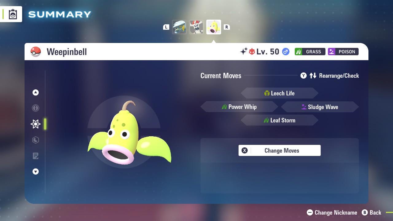 ALPHA SHINY 6IV Weepinbell / Pokémon Legends ZA / 6IV Pokemon / Shiny Pokemon / Competitive / Fast Trade / Pokerus / Rare Pokemon