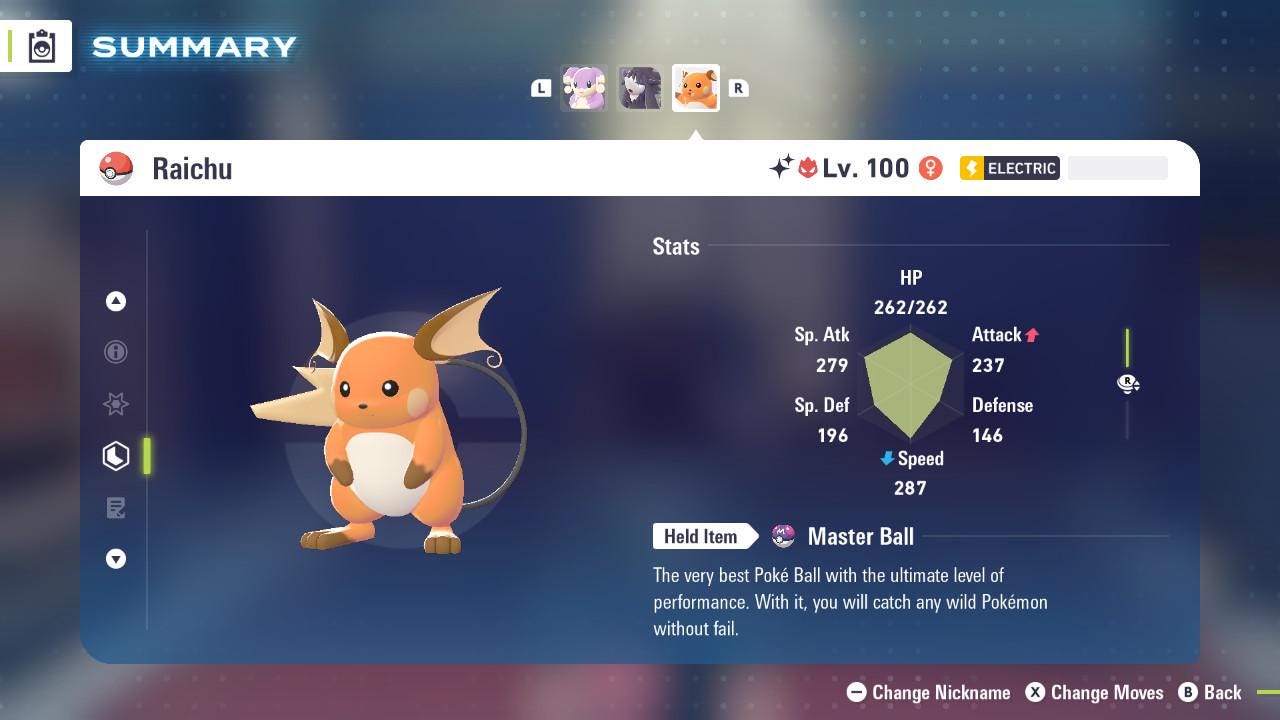ALPHA SHINY 6IV Raichu / Pokémon Legends ZA / 6IV Pokemon / Shiny Pokemon / Competitive / Fast Trade / Pokerus / Rare Pokemon