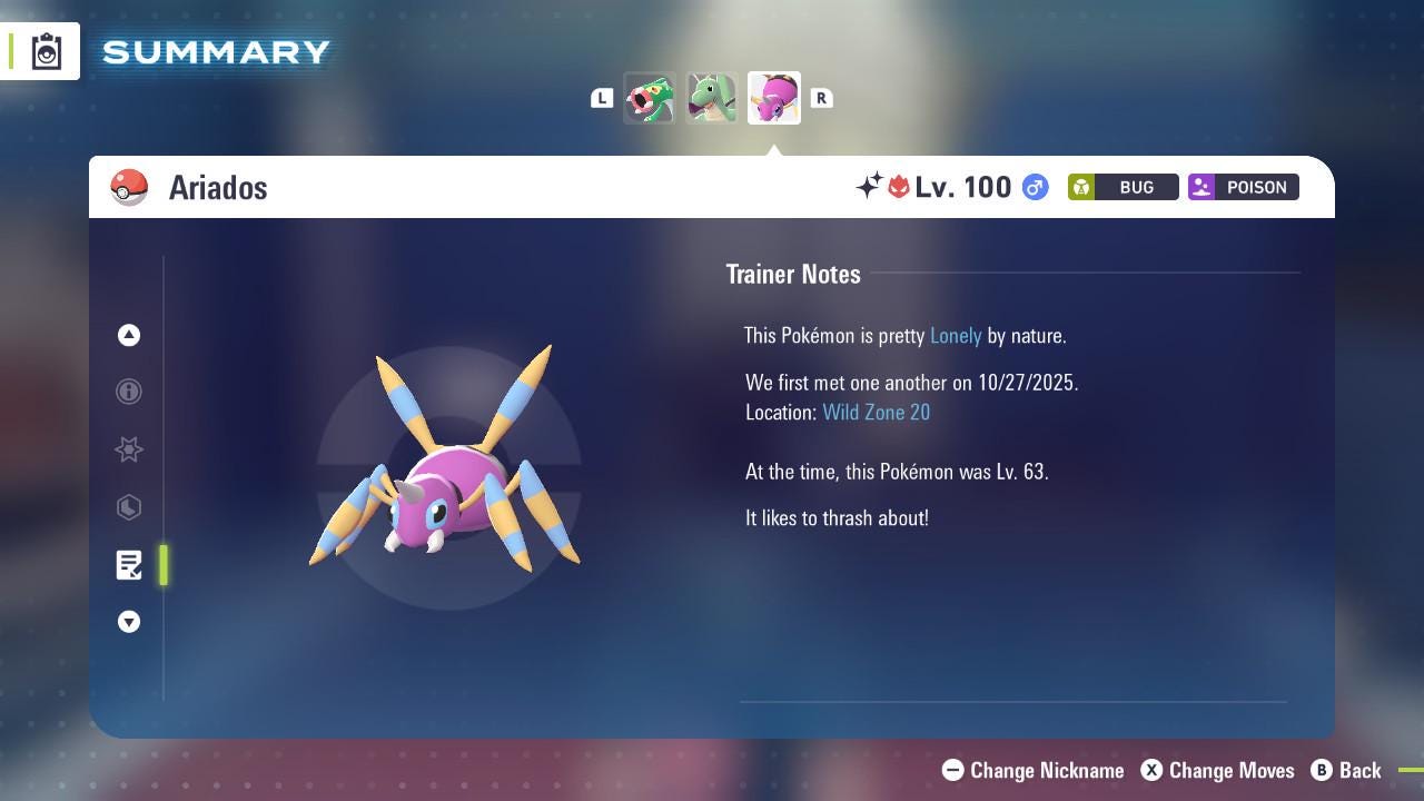 ALPHA SHINY 6IV Ariados / Pokémon Legends ZA / 6IV Pokemon / Shiny Pokemon / Competitive / Fast Trade / Pokerus / Rare Pokemon