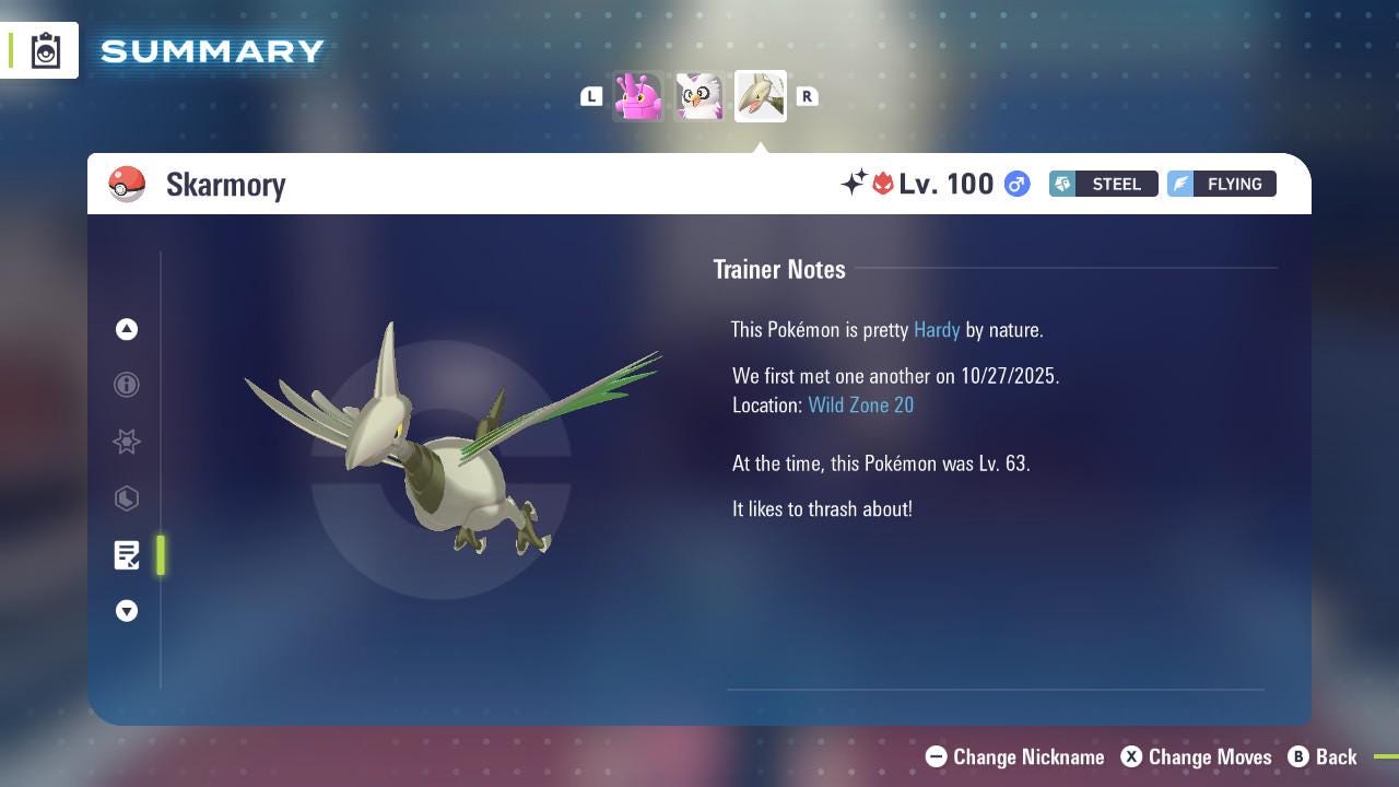 ALPHA SHINY 6IV Skarmory / Pokémon Legends ZA / 6IV Pokemon / Shiny Pokemon / Competitive / Fast Trade / Pokerus / Rare Pokemon