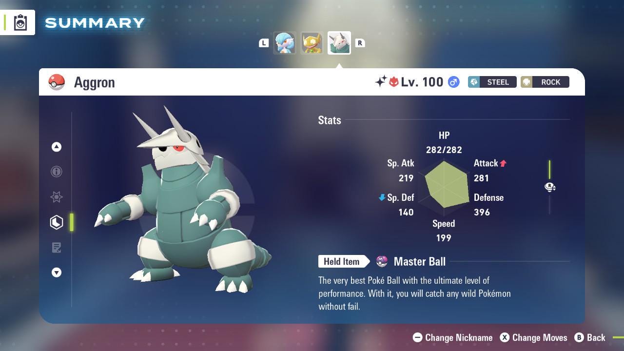 ALPHA SHINY 6IV Aggron / Pokemon Legends Z-A / 6IV Pokemon / Shiny Pokemon / Competitive / Fast Trade / Pokerus / Rare Pokemon