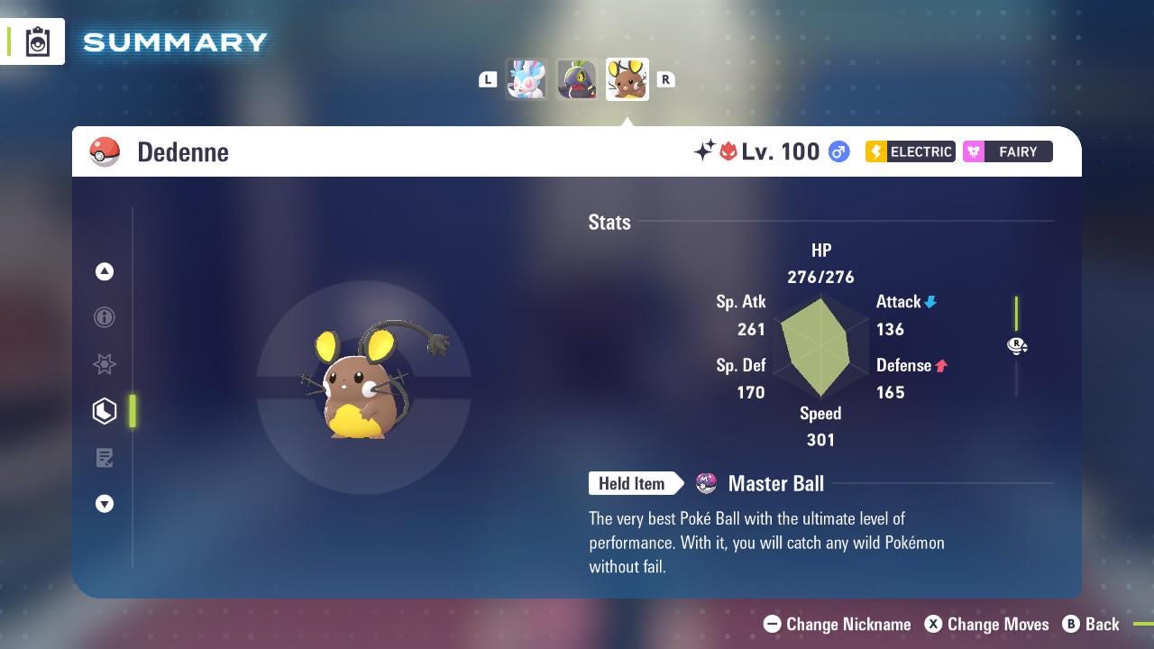 ALPHA SHINY 6IV Dedenne / Pokémon Legends ZA / 6IV Pokemon / Shiny Pokemon / Competitive / Fast Trade / Pokerus / Rare Pokemon