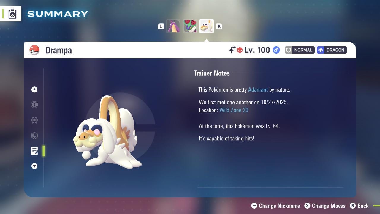 Pokemon Legends Z-A SHINY ALPHA 6IV Drampa / Competitive Set Battle Ready EV Trained / Shiny Pokemon / Customizable / Fast Trade /