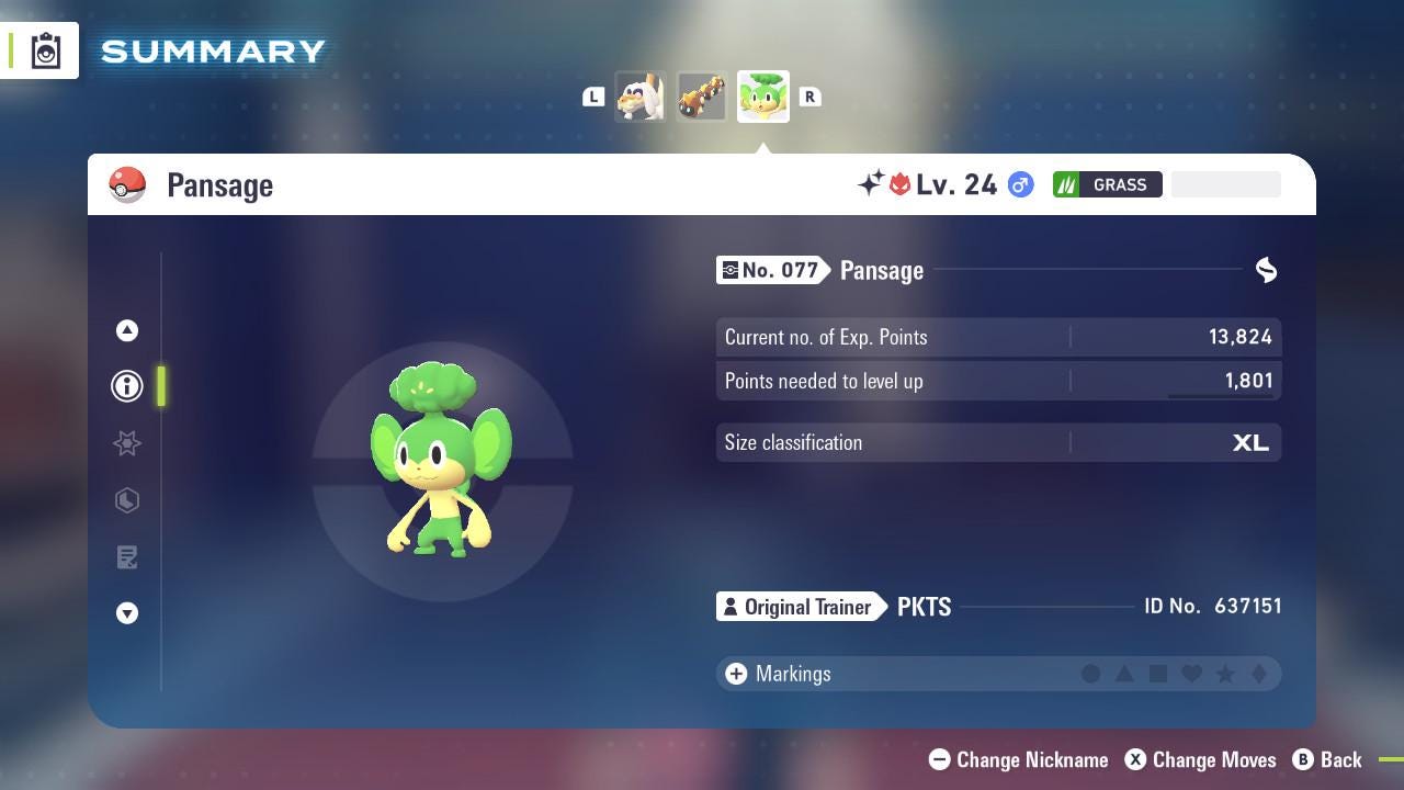 ALPHA SHINY 6IV Pansage / Pokémon Legends ZA / 6IV Pokemon / Shiny Pokemon / Competitive / Fast Trade / Pokerus / Rare Pokemon