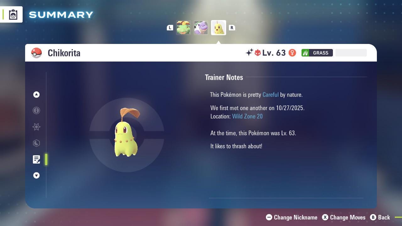 ALPHA SHINY 6IV Chikorita / Pokémon Legends ZA / 6IV Pokemon / Shiny Pokemon / Competitive / Fast Trade / Pokerus / Rare Pokemon