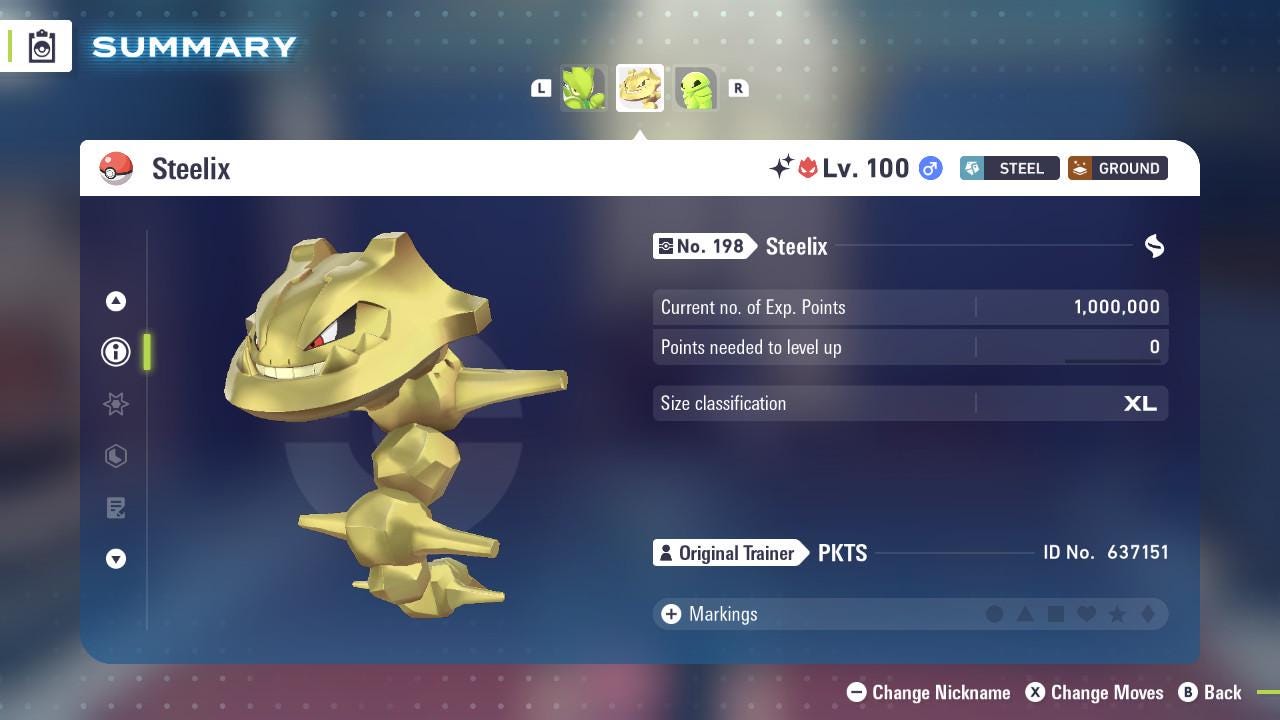 Pokemon Legends Z-A SHINY ALPHA 6IV Steelix / Competitive Set Battle Ready EV Trained / Shiny Pokemon / Customizable / Fast Trade /