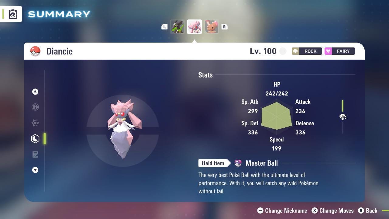 Pokemon Legends Z-A Non-Shiny 6IV DIANCIE / Competitive Set Battle Ready EV Trained / Shiny Pokemon / Customizable / Fast Trade /