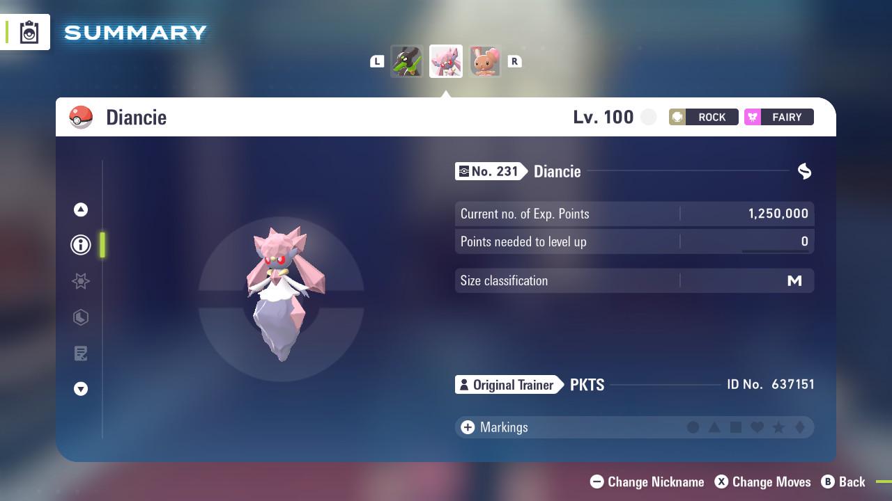 Pokemon Legends Z-A Non-Shiny 6IV DIANCIE / Competitive Set Battle Ready EV Trained / Shiny Pokemon / Customizable / Fast Trade /