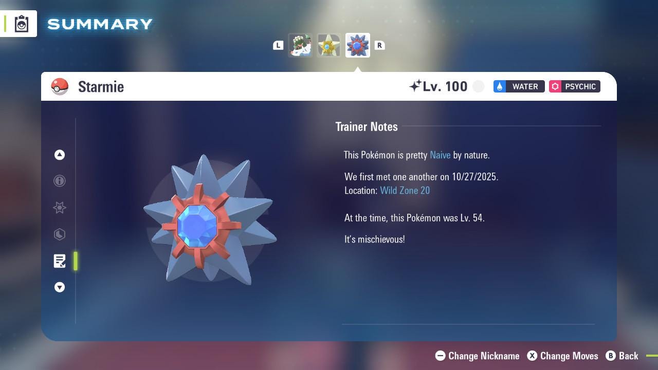 SHINY 6IV STARMIE / Pokémon Legends ZA / Competitive Set Battle Ready EV Trained / Shiny Pokemon / Customizable / Fast Trade /