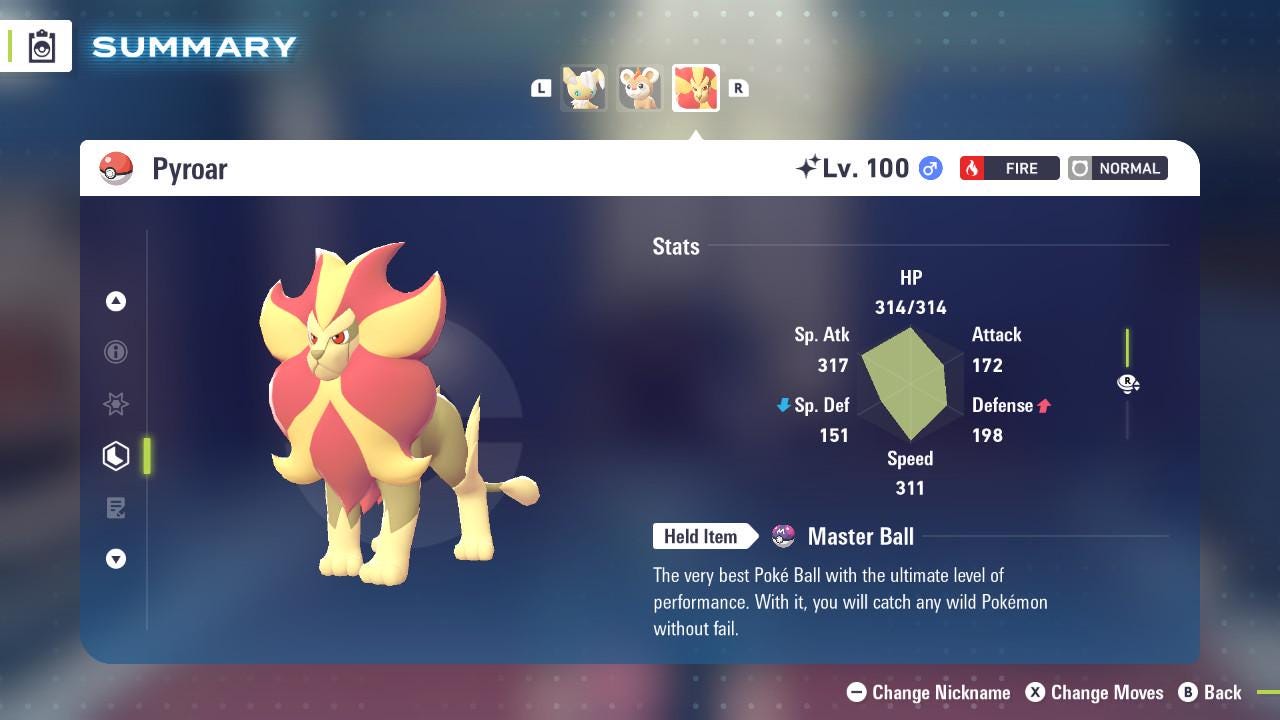 SHINY 6IV PYROAR / Pokémon Legends ZA / 6IV Pokemon / Shiny Pokemon / Competitive / Fast Trade / Pokerus / Rare Pokemon