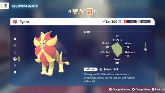 SHINY 6IV PYROAR / Pokémon Legends ZA / 6IV Pokemon / Shiny Pokemon / Competitive / Fast Trade / Pokerus / Rare Pokemon