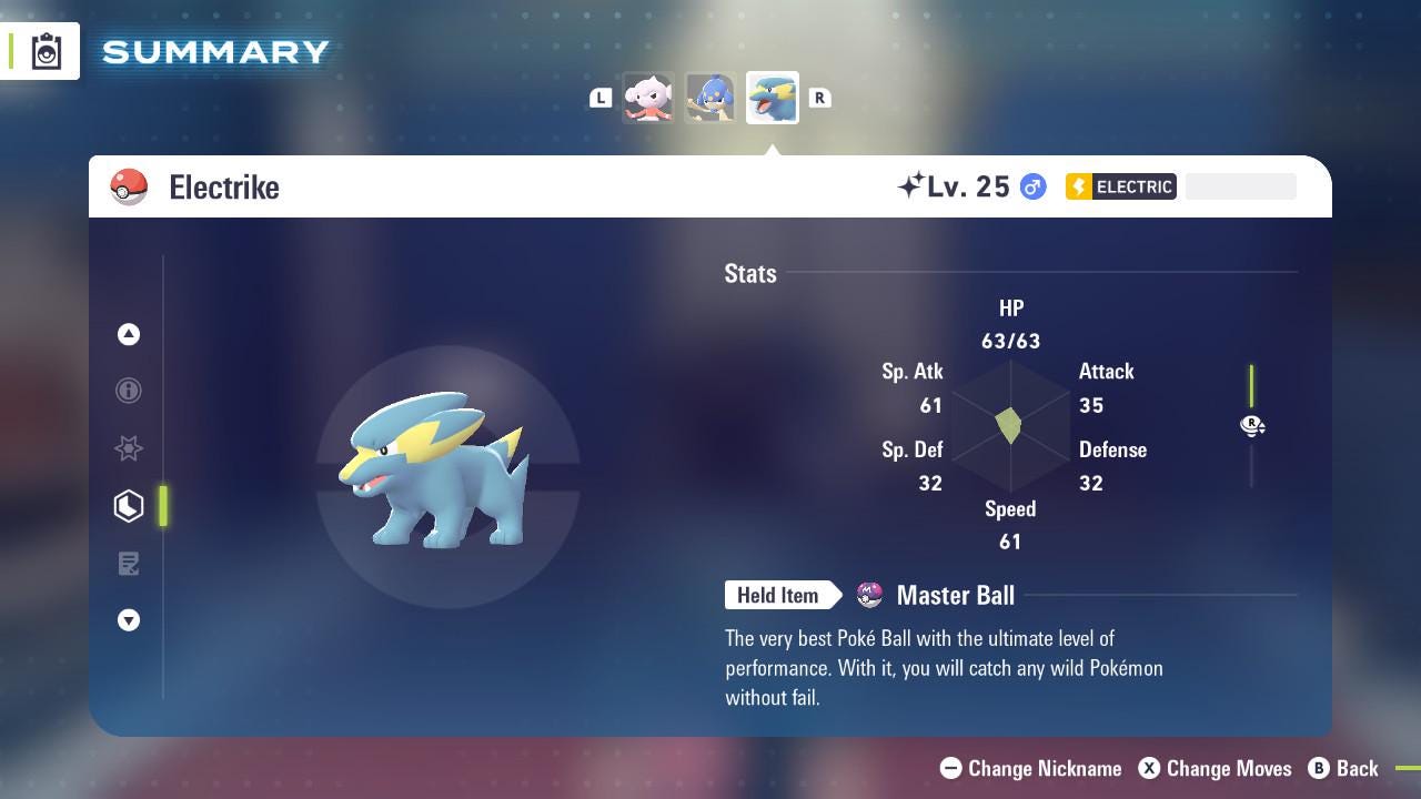 SHINY 6IV ELECTRIKE / Pokémon Legends ZA / 6IV Pokemon / Shiny Pokemon / Competitive / Fast Trade / Pokerus / Rare Pokemon