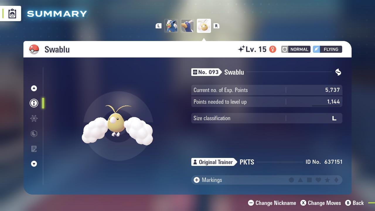 SHINY 6IV SWABLU / Pokémon Legends ZA / 6IV Pokemon / Shiny Pokemon / Competitive / Fast Trade / Pokerus / Rare Pokemon