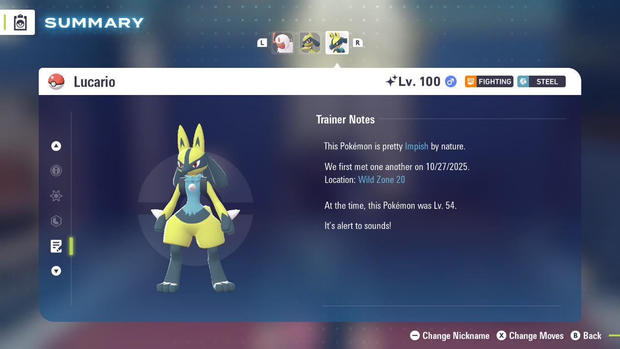SHINY 6IV LUCARIO / Pokémon Legends ZA / 6IV Pokemon / Shiny Pokemon / Competitive / Fast Trade / Pokerus / Rare Pokemon