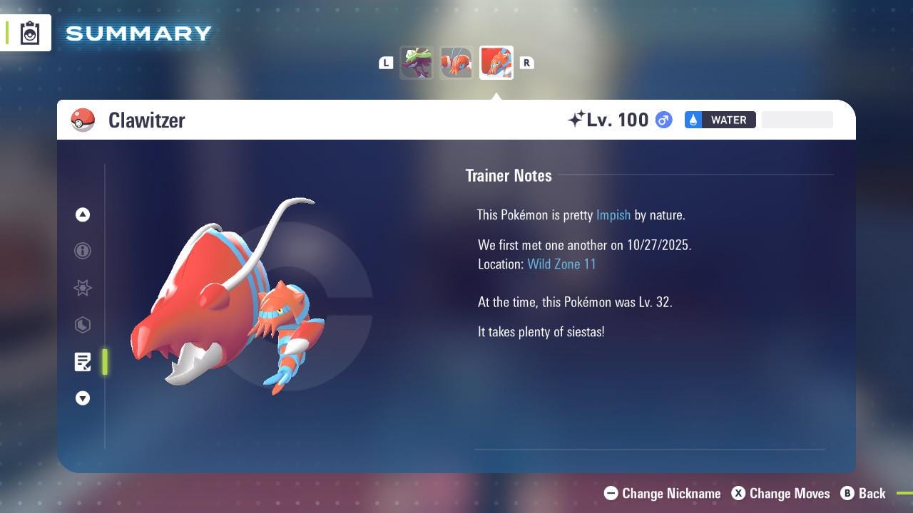 SHINY 6IV CLAWITZER / Pokémon Legends ZA / 6IV Pokemon / Shiny Pokemon / Competitive / Fast Trade / Pokerus / Rare Pokemon