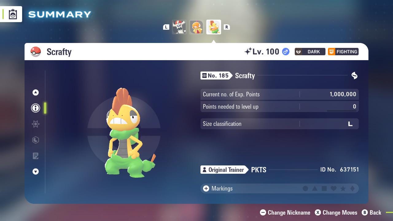 SHINY 6IV SCRAFTY / Pokemon Legends Z-A / Competitive Set Battle Ready EV Trained / Shiny Pokemon / Customizable / Fast Trade /