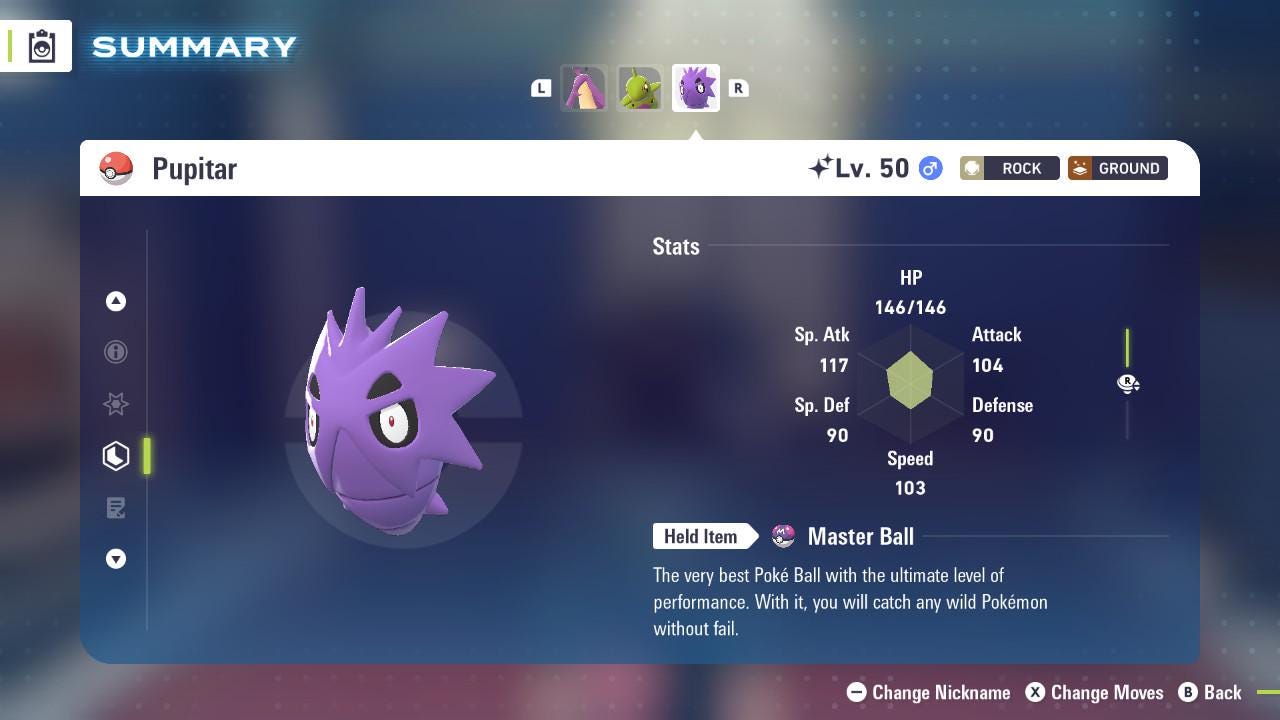 SHINY 6IV PUPITAR / Pokémon Legends ZA / 6IV Pokemon / Shiny Pokemon / Competitive / Fast Trade / Pokerus / Rare Pokemon