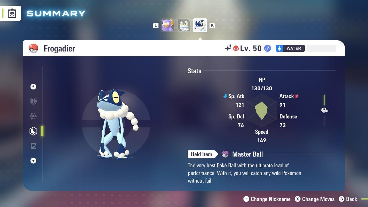 ALPHA SHINY 6IV Frogadier / Pokémon Legends ZA / 6IV Pokemon / Shiny Pokemon / Competitive / Fast Trade / Pokerus / Rare Pokemon