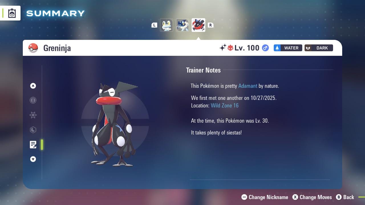 Pokemon legends za ALPHA shiny 6IV GRENINJA / Battle ready ev trained / Custom ot & items / Customizable / Any held item / Z-A za trade