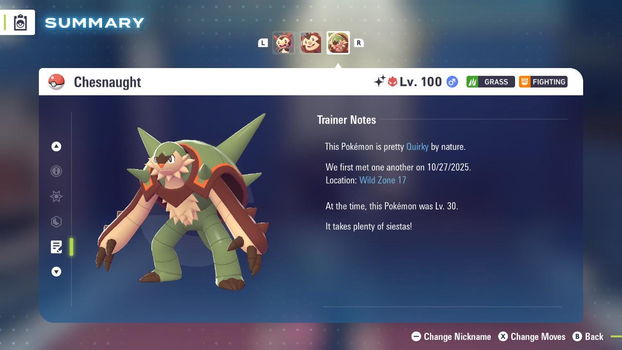 ALPHA SHINY 6IV Chesnaught / Pokémon Legends ZA / 6IV Pokemon / Shiny Pokemon / Competitive / Fast Trade / Pokerus / Rare Pokemon