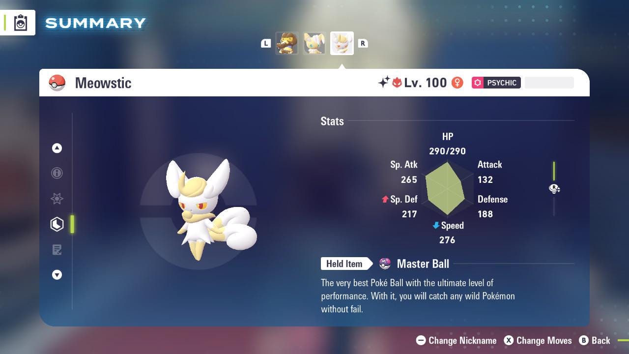 ALPHA SHINY 6IV Meowstic / Pokemon Legends Z-A / 6IV Pokemon / Shiny Pokemon / Competitive / Fast Trade / Pokerus / Rare Pokemon