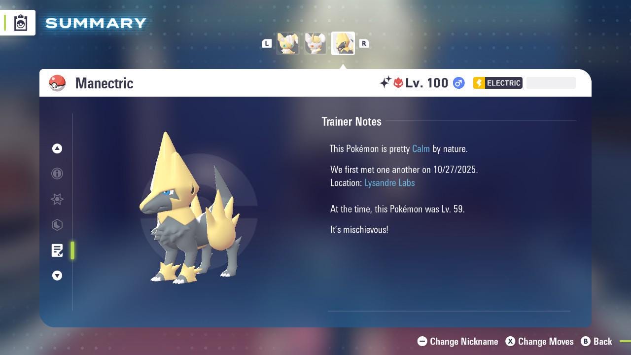 ALPHA SHINY 6IV Manectric / Pokémon Legends ZA / 6IV Pokemon / Shiny Pokemon / Competitive / Fast Trade / Pokerus / Rare Pokemon