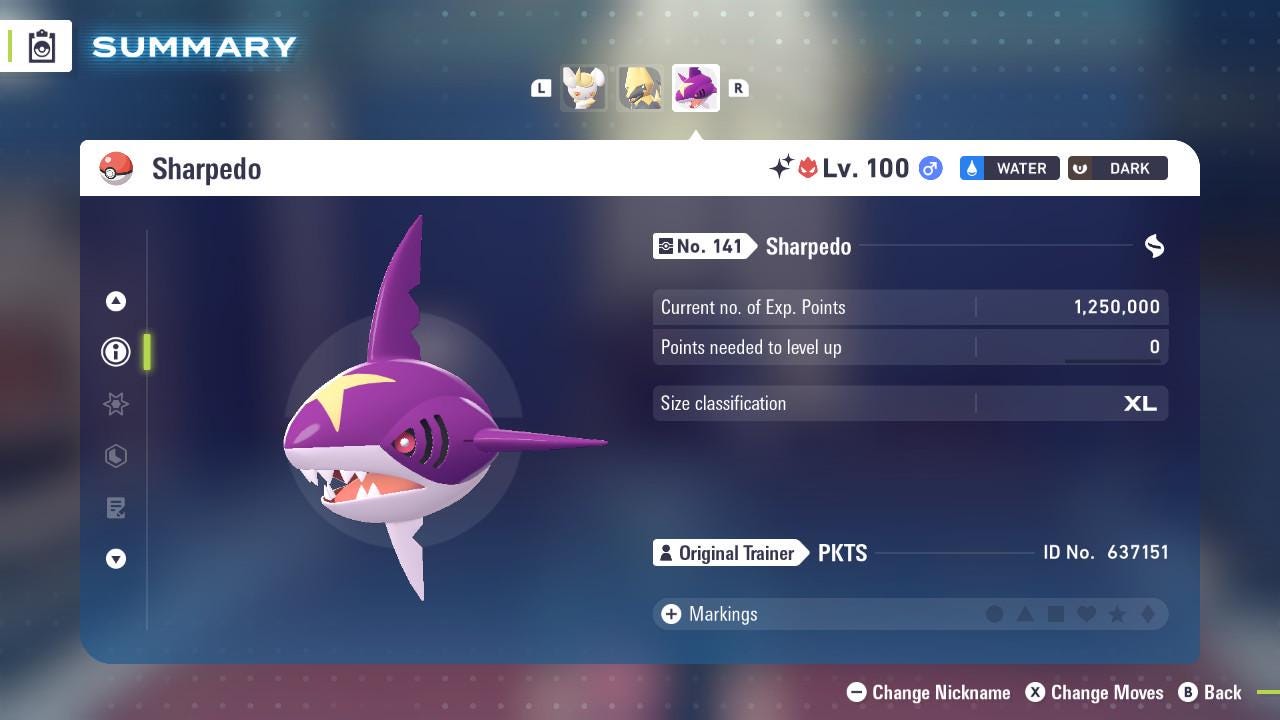 ALPHA SHINY 6IV Sharpedo / Pokémon Legends ZA / 6IV Pokemon / Shiny Pokemon / Competitive / Fast Trade / Pokerus / Rare Pokemon