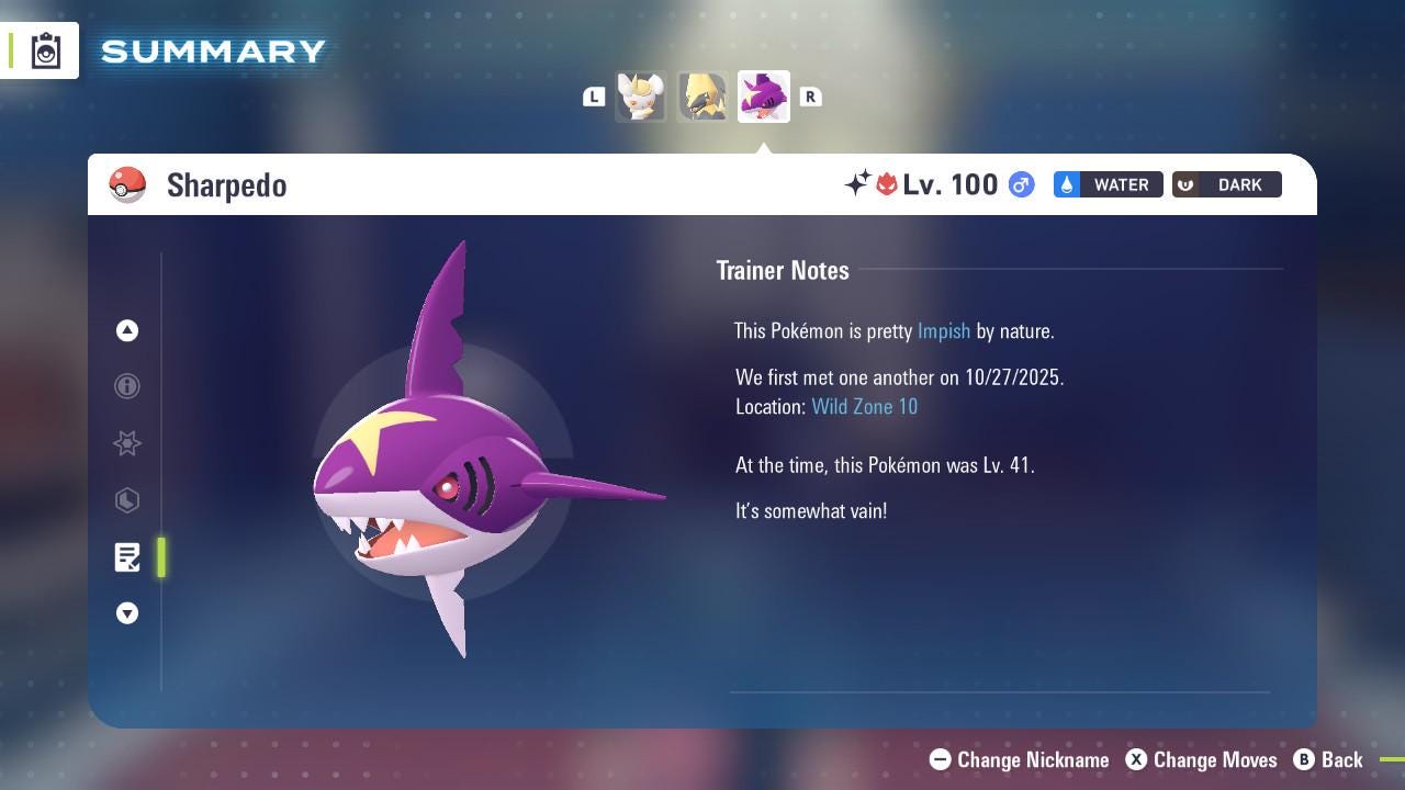 ALPHA SHINY 6IV Sharpedo / Pokémon Legends ZA / 6IV Pokemon / Shiny Pokemon / Competitive / Fast Trade / Pokerus / Rare Pokemon