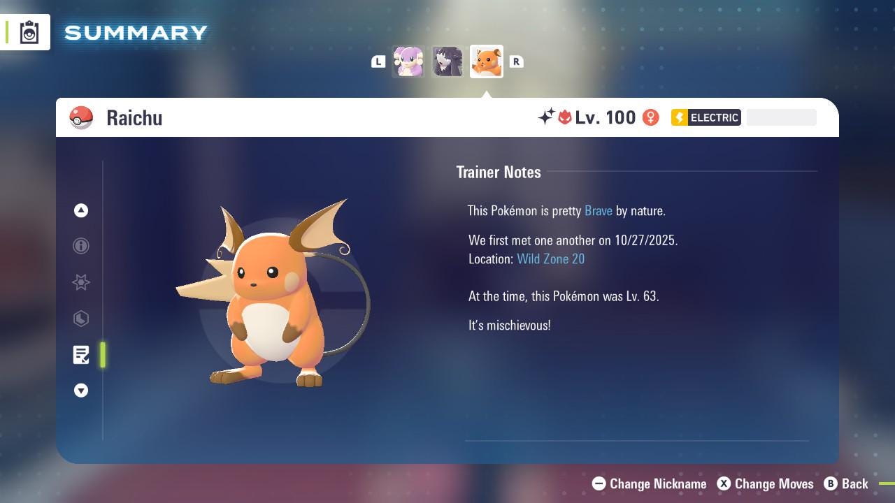 ALPHA SHINY 6IV Raichu / Pokémon Legends ZA / 6IV Pokemon / Shiny Pokemon / Competitive / Fast Trade / Pokerus / Rare Pokemon