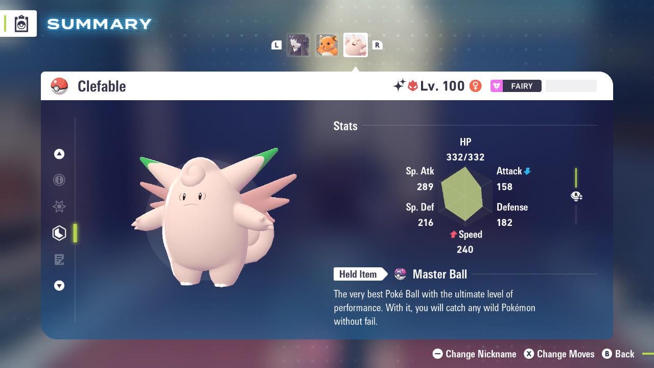 ALPHA SHINY 6IV Clefable / Pokémon Legends ZA / 6IV Pokemon / Shiny Pokemon / Competitive / Fast Trade / Pokerus / Rare Pokemon