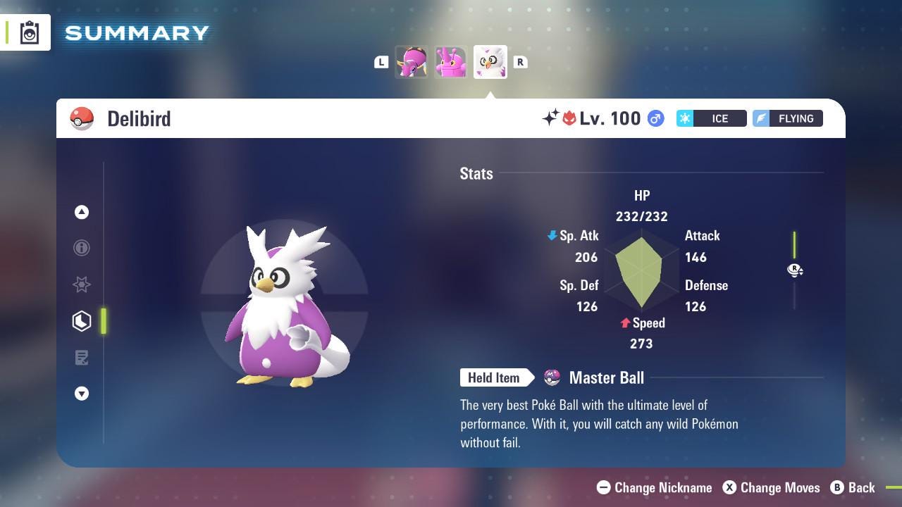 ALPHA SHINY 6IV Delibird / Pokémon Legends ZA / 6IV Pokemon / Shiny Pokemon / Competitive / Fast Trade / Pokerus / Rare Pokemon