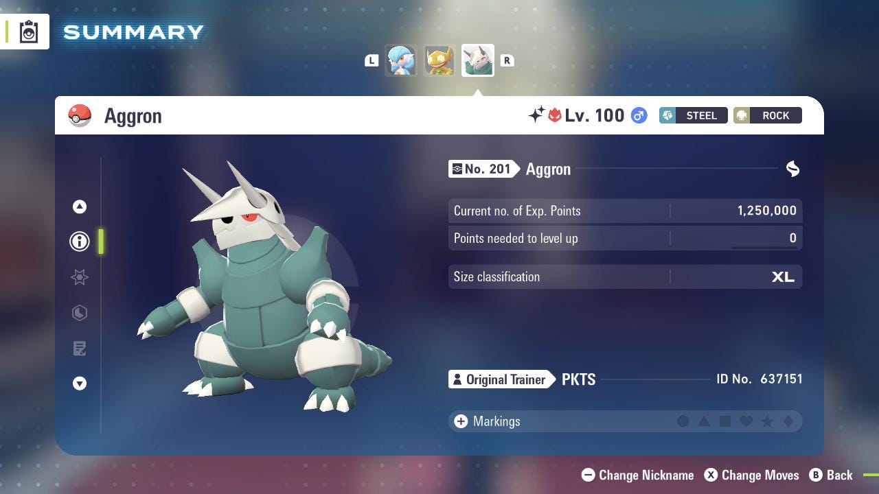 ALPHA SHINY 6IV Aggron / Pokemon Legends Z-A / 6IV Pokemon / Shiny Pokemon / Competitive / Fast Trade / Pokerus / Rare Pokemon