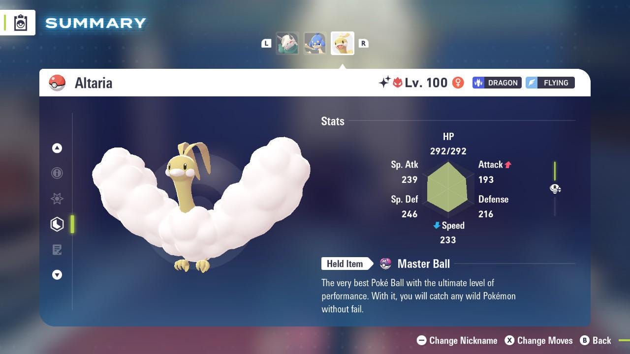 ALPHA SHINY 6IV Altaria / Pokemon Legends Z-A / 6IV Pokemon / Shiny Pokemon / Competitive / Fast Trade / Pokerus / Rare Pokemon