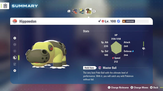 ALPHA SHINY 6IV Hippowdon / Pokémon Legends ZA / 6IV Pokemon / Shiny Pokemon / Competitive / Fast Trade / Pokerus / Rare Pokemon